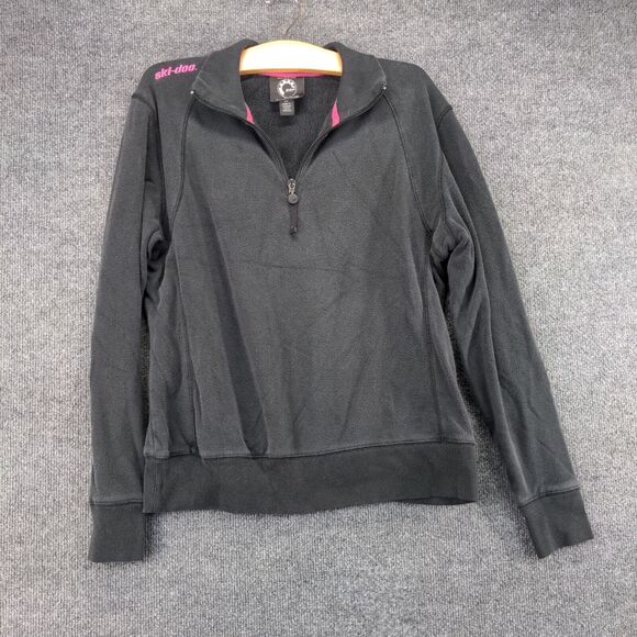 BRP Mens 1/4 Zip Pullover Sweatshirt Black Small Ski Doo Graphic Fleece - Picture 3 of 13